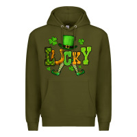 Army Green St. Patrick's lucky leprechaun Premium Hoodie - OliviaCreatesArt
