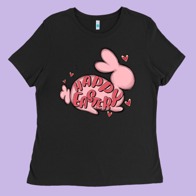 Happy Easter Ladies Tee Designed By Maliassmallbusiness