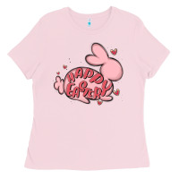 Bubblegum Pink happy easter Ladies Tee - MaliasSmallBusiness