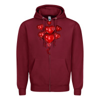 Burgundy heart balloons olivia Zipper Hoodie - OliviaCreatesArt