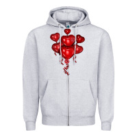 Heather Grey heart balloons olivia Zipper Hoodie - OliviaCreatesArt