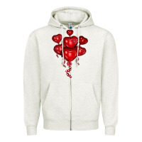 Oatmeal Heather heart balloons olivia Zipper Hoodie - OliviaCreatesArt