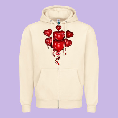Heart Balloons Olivia Zipper Hoodie Designed By Oliviacreatesart