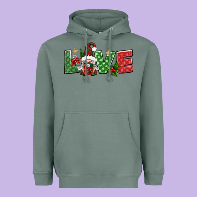 Love Christmas Gnome Heavyweight Hoodie Designed By Bundleandbundleshop