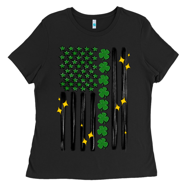Shamrock Usa Flag Ladies Tee by MaliasSmallBusiness | Teevron