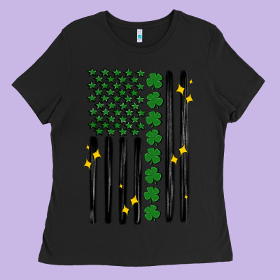 Shamrock Usa Flag Ladies Tee Designed By Maliassmallbusiness