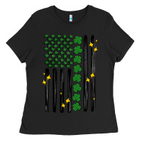 Black shamrock usa flag Ladies Tee - MaliasSmallBusiness