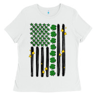 White shamrock usa flag Ladies Tee - MaliasSmallBusiness