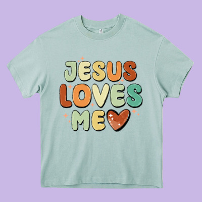 Jesus Loves Me Heavy Core Tee Designed By Maliassmallbusiness