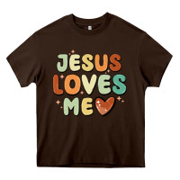 Chocolate Brown jesus loves me Heavy Core Tee - MaliasSmallBusiness