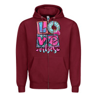 Burgundy love vibes Zipper Hoodie - OliviaCreatesArt