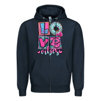 Navy love vibes Zipper Hoodie - OliviaCreatesArt