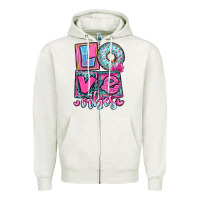 Oatmeal Heather love vibes Zipper Hoodie - OliviaCreatesArt