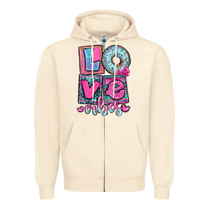 Love Vibes Zipper Hoodie by OliviaCreatesArt | Teevron