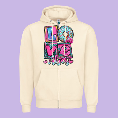 Love Vibes Zipper Hoodie Designed By Oliviacreatesart