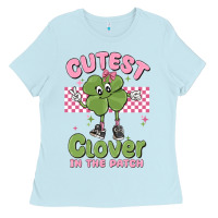 Baby Blue cutest clover in the patch Ladies Tee - MaliasSmallBusiness