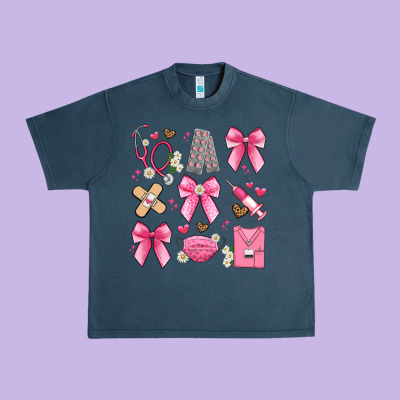 Coquette Bow Nurse Urban Heavy Tee Designed By Artiststas