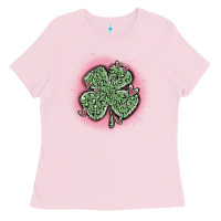 Bubblegum Pink leopard shamrocks with hearts Ladies Tee - MaliasSmallBusiness