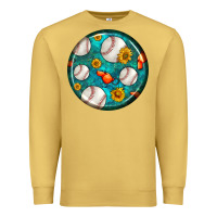 Antique Gold baseball with sunflower round earrings Premium Sweatshirt - BundleAndBundleShop
