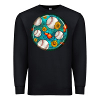 Black baseball with sunflower round earrings Premium Sweatshirt - BundleAndBundleShop