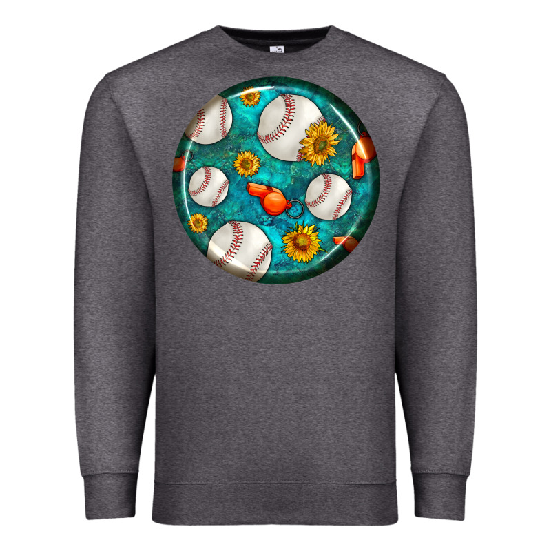 Baseball With Sunflower Round Earrings Premium Sweatshirt by BundleAndBundleShop | Teevron