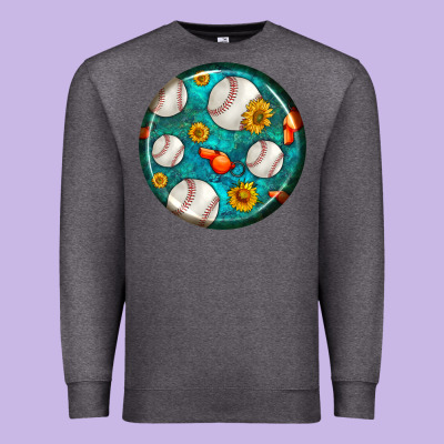 Baseball With Sunflower Round Earrings Premium Sweatshirt Designed By Bundleandbundleshop