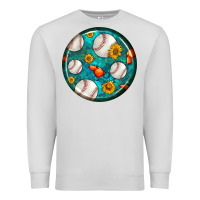 Dove Grey baseball with sunflower round earrings Premium Sweatshirt - BundleAndBundleShop