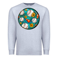 Heather Grey baseball with sunflower round earrings Premium Sweatshirt - BundleAndBundleShop