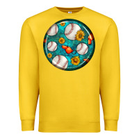 Lemon baseball with sunflower round earrings Premium Sweatshirt - BundleAndBundleShop