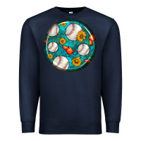 Navy baseball with sunflower round earrings Premium Sweatshirt - BundleAndBundleShop