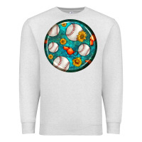 Oatmeal Heather baseball with sunflower round earrings Premium Sweatshirt - BundleAndBundleShop