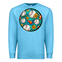 Ocean Blue baseball with sunflower round earrings Premium Sweatshirt - BundleAndBundleShop