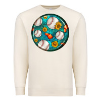 Sandshell baseball with sunflower round earrings Premium Sweatshirt - BundleAndBundleShop