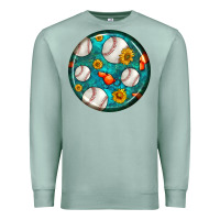 Seafoam baseball with sunflower round earrings Premium Sweatshirt - BundleAndBundleShop