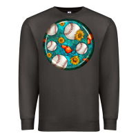 Smoke baseball with sunflower round earrings Premium Sweatshirt - BundleAndBundleShop
