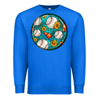 True Royal baseball with sunflower round earrings Premium Sweatshirt - BundleAndBundleShop