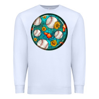 White baseball with sunflower round earrings Premium Sweatshirt - BundleAndBundleShop