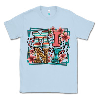 Dusty Blue floral leopard frame mini Classic Tee - LillyAllenDesigns