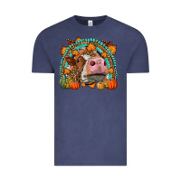 Vintage Denim Fall Cow Rainbow Vintage Tee - LillyAllenDesigns