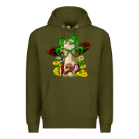 Army Green St. Patrick's Day cow Premium Hoodie - OliviaCreatesArt