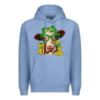 Colony Blue St. Patrick's Day cow Premium Hoodie - OliviaCreatesArt