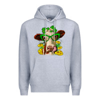 Heather Grey St. Patrick's Day cow Premium Hoodie - OliviaCreatesArt