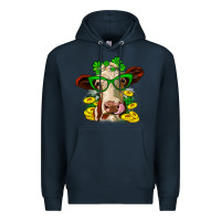 Navy St. Patrick's Day cow Premium Hoodie - OliviaCreatesArt