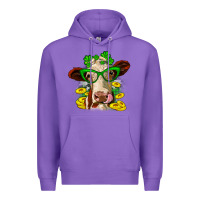 Purple St. Patrick's Day cow Premium Hoodie - OliviaCreatesArt