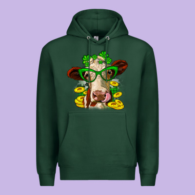 St. Patrick's Day Cow Premium Hoodie Designed By Oliviacreatesart