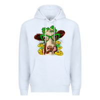 White St. Patrick's Day cow Premium Hoodie - OliviaCreatesArt