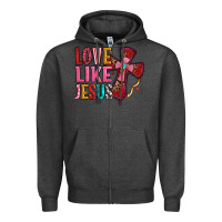 Charcoal Heather love like jesus Zipper Hoodie - OliviaCreatesArt