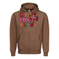 Chestnut love like jesus Zipper Hoodie - OliviaCreatesArt