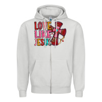 Dove Grey love like jesus Zipper Hoodie - OliviaCreatesArt