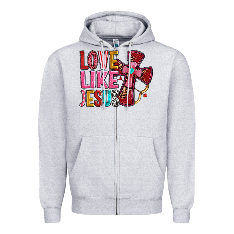 Love Like Jesus Zipper Hoodie by OliviaCreatesArt | Teevron